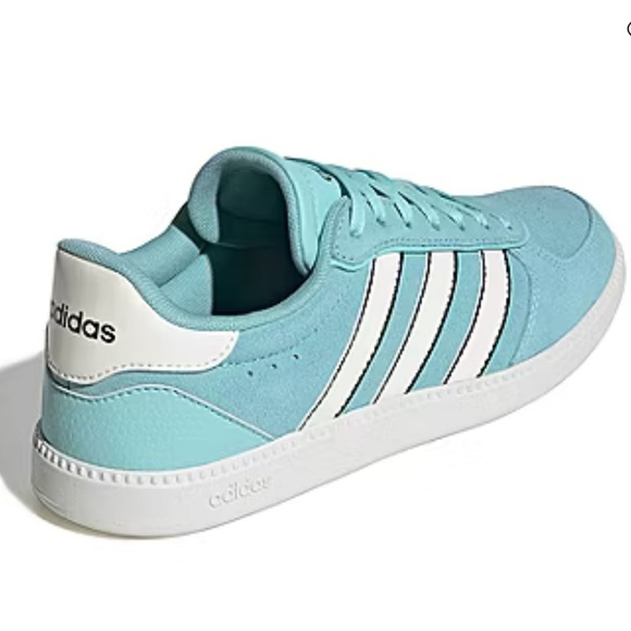 NWT!! adidas Aqua Blue Low-Top Sneaker with White Stripes - Picture 3 of 5